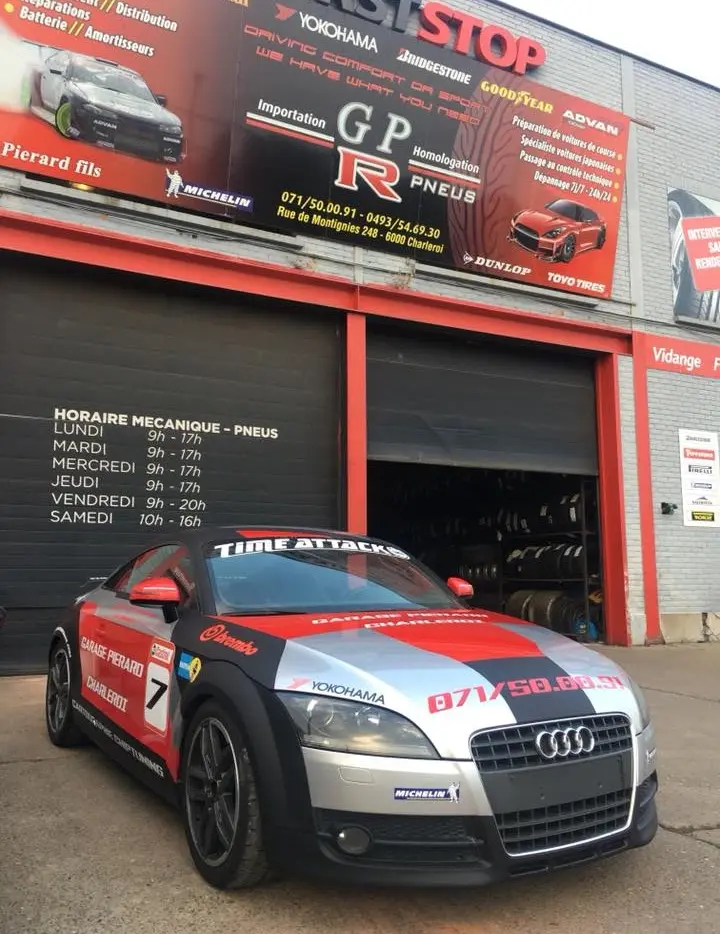 Façade du Garage Pierard Racing, rue de Montigny à Charleroi
