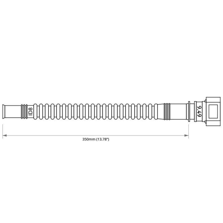 Pre-assembled in tank 350mm fuel hose with SAE quick connect – 350mm, SAE 9.49 180° to ID8