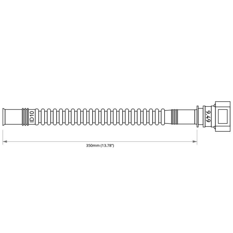 Pre-assembled in tank 350mm fuel hose with SAE quick connect – 350mm, SAE 9.49 180° to ID10