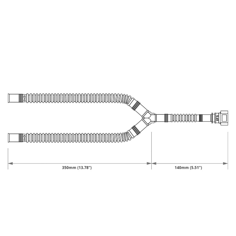 Pre-assembled in tank 350mm fuel hose with SAE quick connect – 100mm, SAE 9.49 180° to SAE 9.49 180°