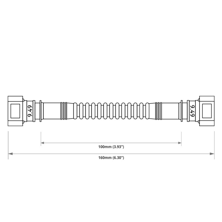 Pre-assembled in tank 350mm fuel hose with SAE quick connect – 400mm, SAE 9.49 90° to SAE 9.49 180°