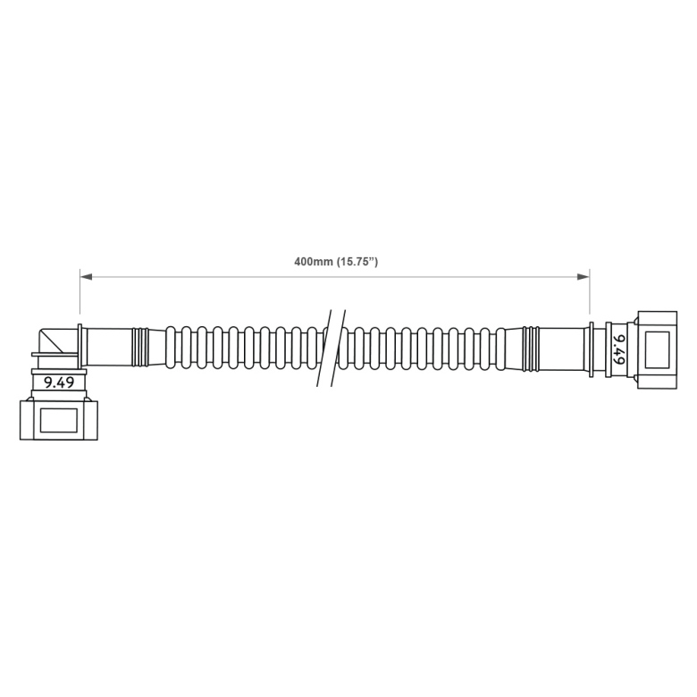 Pre-assembled in tank 350mm fuel hose with SAE quick connect – 350mm, SAE 9.49 180° to ID8 Y-split