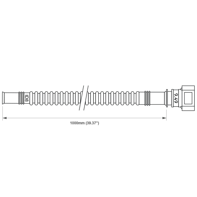 Pre-assembled in tank 350mm fuel hose with SAE quick connect – 350mm, SAE 9.49 180° to ID10 Y-split