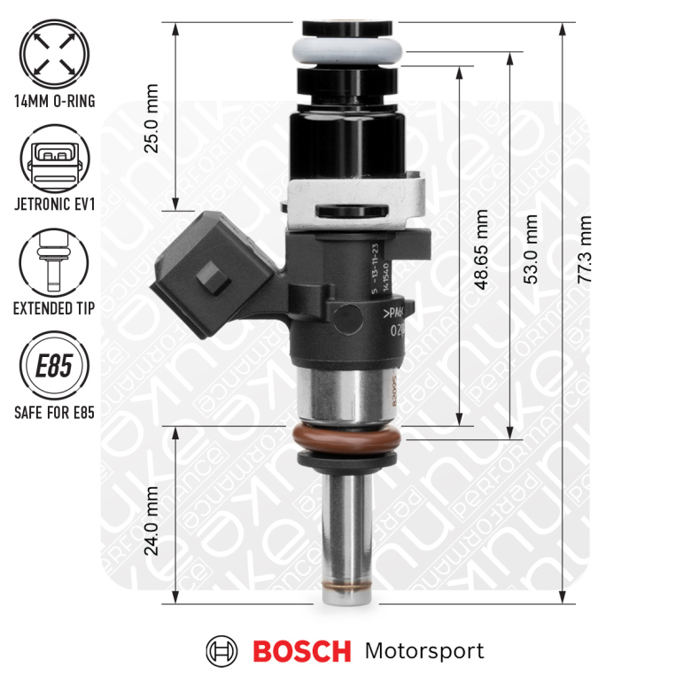 Bosch injector 870cc, 53mm (EV14S), 4pcs flow matched