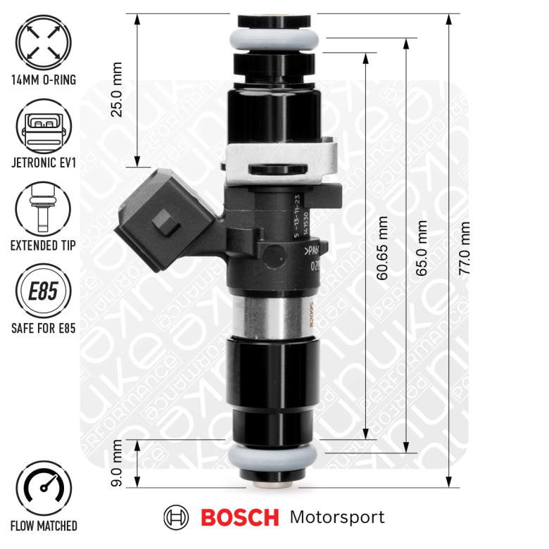 Bosch injector 1200cc, 65mm (EV14L), 5pcs flow matched