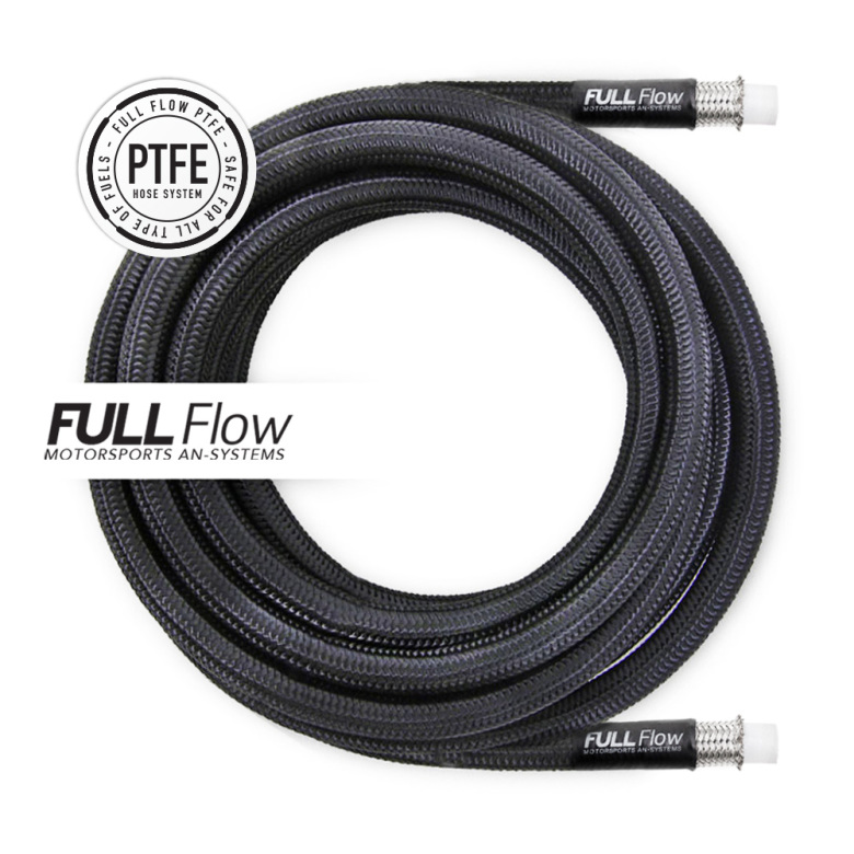 Black Nylon PTFE Stainless Braided Fuel Hose AN-6 – Pre-cut to length 1m (approx. 3.5ft)